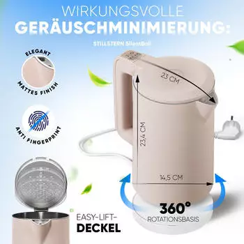 STILLSTERN Wasserkocher mit Temperatureinstellung 1,7L Beige