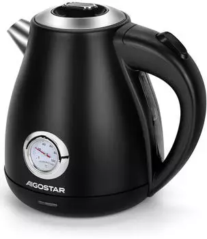 Aigostar Retro Edelstahl Wasserkocher mit Analoger Temperaturanzeige, 1,7L, 2200W Teekocher mit sichtbarer Wasserstandslinie