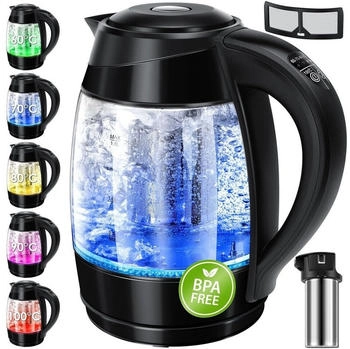 Kesser 1.8L Edelstahl Wasserkocher 2200W Glaswasserkocher / Schwarz