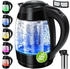 Kesser 1.8L Edelstahl Wasserkocher 2200W Glaswasserkocher / Schwarz