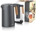 Arendo Wasserkocher Edelstahl 1.5 Liter Schwarz Grey