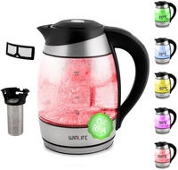 WINLIFE Glaswasserkocher Edelstahl 1,8 Liter Temperatureinstellung...