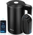 Aigostar Smart Wasserkocher 1,7L Edelstahl mit Temperatureinstellung 40°C-100°C, WiFi Steuerung, Alexa-kompatibel, Schwarz