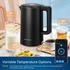 Aigostar Smart Wasserkocher 1,7L Edelstahl mit Temperatureinstellung 40°C-100°C, WiFi Steuerung, Alexa-kompatibel, Schwarz