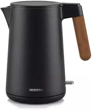Arendo Wasserkocher Cool-Touch 360° 2200w 1,5l schwarz dunkler Holzgriff