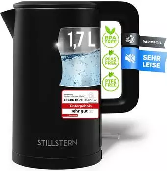 STILLSTERN Wasserkocher mit Edelstahl 1,7L 2200W Schwarz (1538)