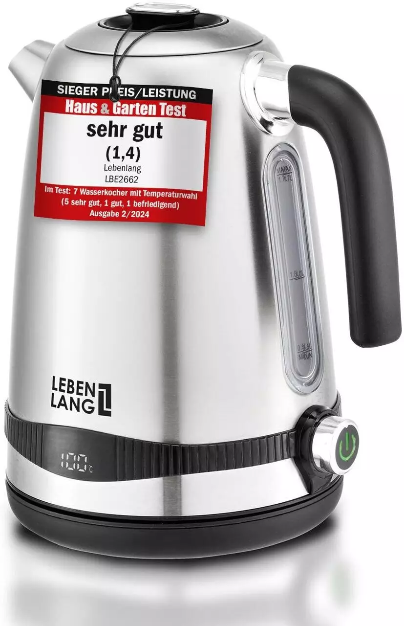 Lebenlang Premium Wasserkocher Edelstahl Design-Wasserkocher ab 29,99€
