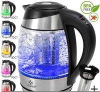 1.8l Edelstahl Wasserkocher 2200w Glaswasserkocher Warmhaltefunktion Schwarz -...