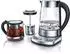 Arendo Wasserkocher mit Teeaufsatz 1,7 l silber