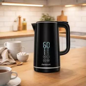 Hanseatic Wasserkocher 62544913, 1,7 l, 2200 W – Display und Warmhaltefunktion erleichtern die Bedienung