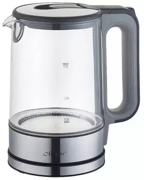 Maestro Elektrischer Glas-Wasserkocher mit Innenbeleuchtung 1,7L 360-Grad-Basis Abschaltautomatik Anti-Kalk-Filter Wasserstandsanzeige 220-240V, 50Hz, 2200W