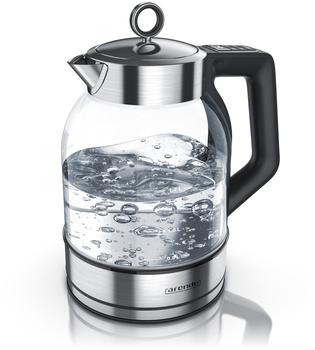 Arendo Glas Wasserkocher, 1.7 Liter, mit Temperatureinstellung, 2000 Watt, 360° Basis, Warmhaltefunktion, Edelstahl