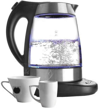Lacor 69292 Schnurloser Wasserkocher, Glasgehäuse, 1,7 l Füllmenge, 2200 Watt, 360° Sockel, Trockengehschutz, Cool Wall, Abschaltautomatik