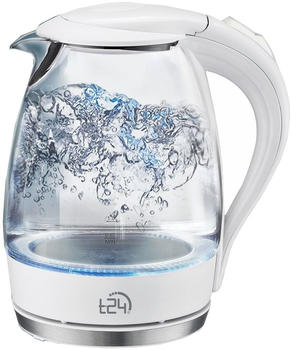 T24 Borosilikatglas Wasserkocher mit LED 2200 Watt 1,7 Liter weiß