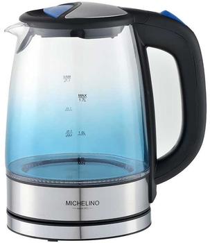 Michelino Glas-Wasserkocher 1,7 Liter blaue LED 74343