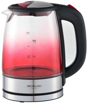 Michelino Wasserkocher 1,7 Liter Glas Farbverlauf rot