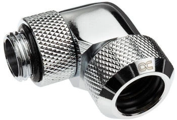 Alphacool Eiszapfen 13mm HardTube Anschraubtülle 90° drehbar Verbindung chrom G1/4 für Acryl-Messingrohre - Chrome