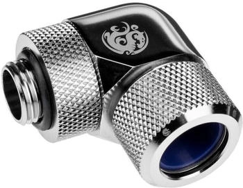 Bitspower Advanced Adapter 90 Grad G1/4 Zoll AG auf 14mm AD Hardtube - drehbar silber