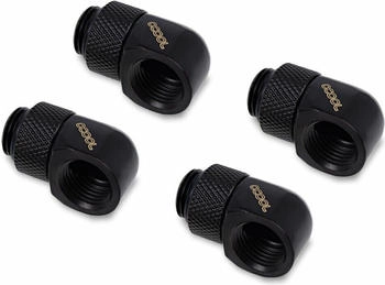 Alphacool Eiszapfen L-Verbinder drehbar G1/4 AG auf G1/4 IG - 4pcs Set Deep Black Anschluss Schwarz