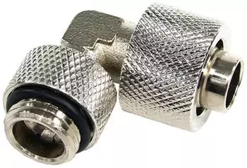 Alphacool Anschraubt&uuml;lle 90&deg; drehbar G1/4 13/10mm, ger&auml;ndelt, silber vernickelt (62252)