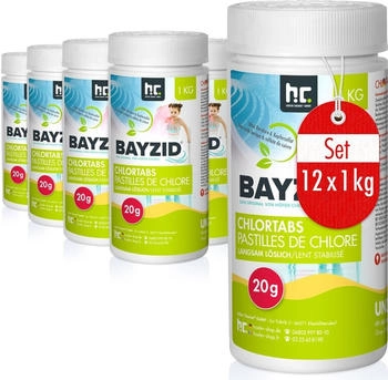 Höfer Chemie 12x1 kg BAYZID Chlortabs 20g langsam löslich