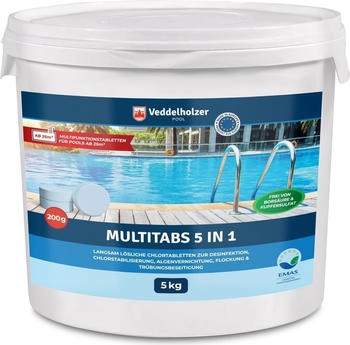 Veddelholzer Garten 5 kg Multitabs 5 in 1 Chlortabletten für Pool als 200g Tabletten