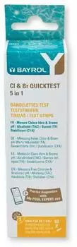 Bayrol 5-in-1 analysis test strips Quicktest chlorine bromine pH/TH/TAC/CYA