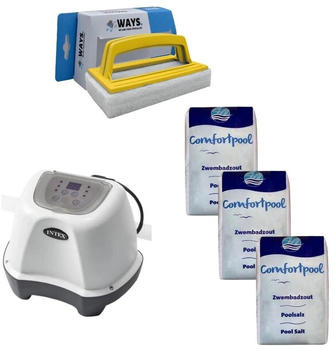 Intex Salzwassersystem 26664GS & Poolsalz 60 kg & WAYS Scheuerbürste
