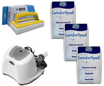 Intex Salzwassersystem 26668GS & Poolsalz 60 kg & WAYS Scheuerbürste