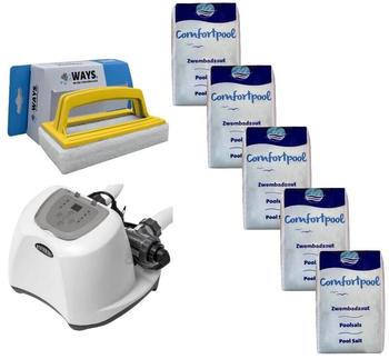 Intex Salzwassersystem 26670GS & Poolsalz 100 kg & WAYS Scheuerbürste