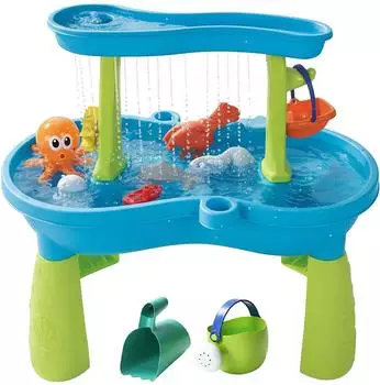 Relaxdays Wasserspieltisch mit Wasserstation, Wasserbahn & Matschküche