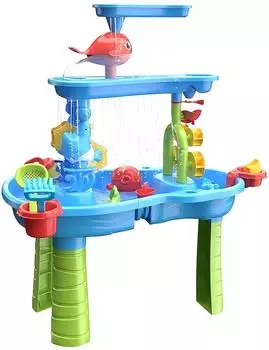 Relaxdays Wasserspieltisch Kinder, 3 Etagen, mehrfarbig, 63x42,5cm