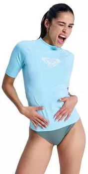 Roxy Whole Hearted Rash Guard (ERJWR03548-GCZ1) tanager turquoise