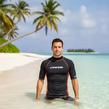 Cressi Cressi Rash Guard Kurzarm schwarz/orange