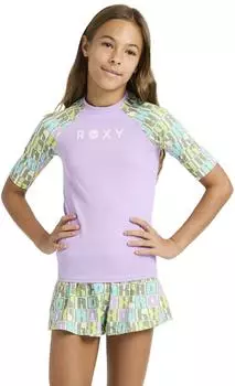 Roxy Active RG Kurzarm Lycra Strand Shirt (ERGWR03486) oil gr&uuml;n letter up
