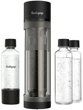 mySodapop Logan schwarz CO₂-Zylinder inkl 2 Glasflaschen und PET-Flasche mit CO₂-Zylinder
