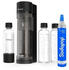 mySodapop Logan schwarz CO₂-Zylinder inkl 2 Glasflaschen und PET-Flasche mit CO₂-Zylinder