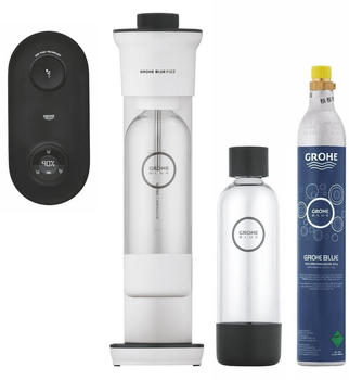 GROHE Blue Fizz Advanced Trinkwassersprudler Starter Set wei&szlig; 1xCO2 Flasche + 2x 0,85l Wasserflasche + Reinigungspulve