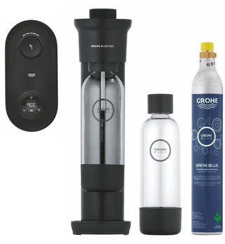 GROHE Blue Fizz Advanced Trinkwassersprudler Starter Set schwarz 1xCO2 Flasche + 2x 0,85l Wasserflasche + Reinigungspulve