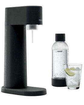 mysoda Woody Wassersprudler schwarz + 1L Quick-Lock Plastikflasche + CO2-Zylinder