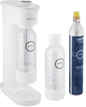 GROHE Blue Fizz Advanced Trinkwassersprudler wei&szlig; mit CO₂ Anzeige, Duo Set (2 x Trinkflasche, 1 x CO₂ Flasche)