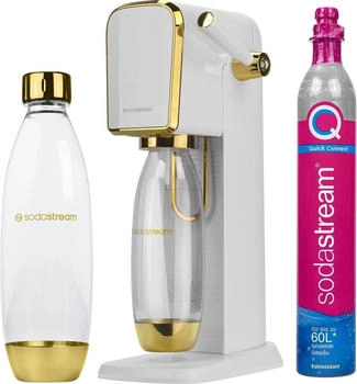 SodaStream Art mit CO2-Zylinder 1L, PET Flasche Weiß Gold