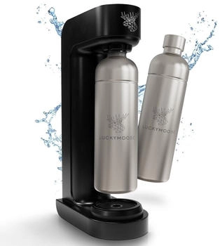 Luckymoose Infinity Wassersprudler + 2x 1,25L Edelstahlflaschen silber