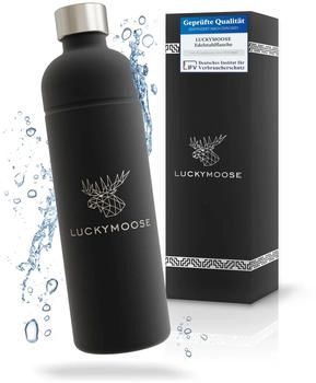 Luckymoose Infinity Edelstahlflasche 1,25L Schwarz 2er Set