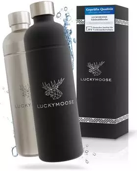Luckymoose Infinity Edelstahlflasche 1,25L Schwarz & Silber 2er Set