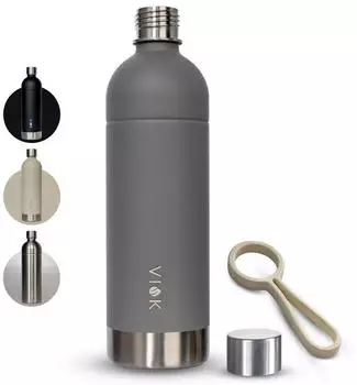 VIOK Edelstahlflasche 1,3l Loop grau f&uuml;r Aarke Carbonator SMEG SKC01