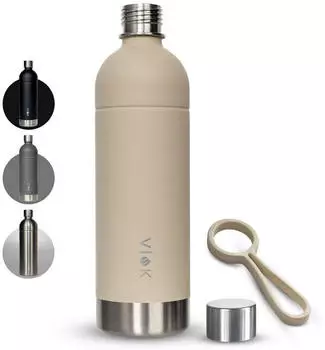 VIOK Edelstahlflasche 1,3l Loop Sandwhite f&uuml;r Aarke Carbonator SMEG SKC01