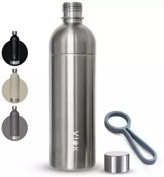 VIOK Edelstahlflasche 1,3l Loop silber f&uuml;r Aarke Carbonator SMEG SKC01