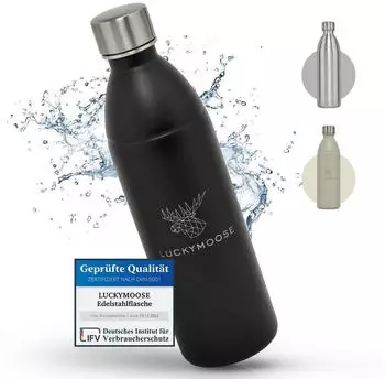 Luckymoose Infinity Edelstahlflasche 1,1L für SodaStream Terra & Duo schwarz