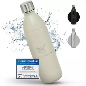 Luckymoose Infinity Edelstahlflasche 1,1L für SodaStream Terra & Duo sand